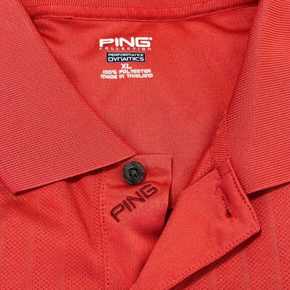 PING POLO‎ SHIRT MENS EXTRA LARGE ORANGE GOLFING COLLAR SHORT-SLEEVE PERFORMANCE - Picture 5 of 11